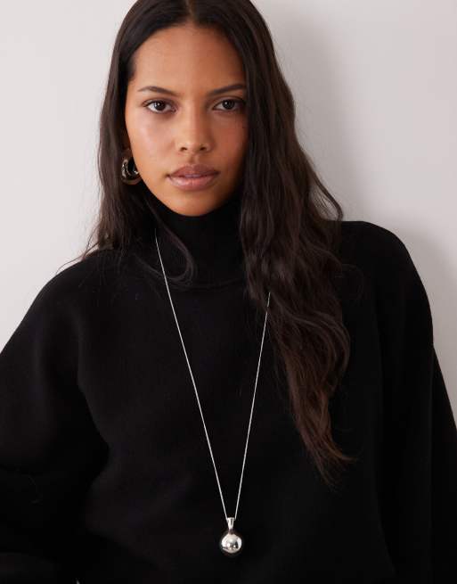 ASOS DESIGN premium high neck batwing sleeve compact sweater in black, 3 of 4