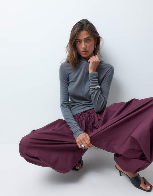 ASOS DESIGN premium hooded long sleeve top in charcoal, 2 of 5