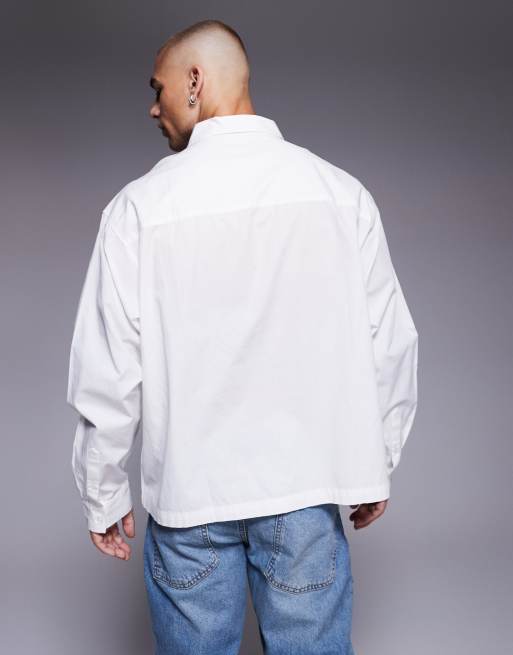 ASOS DESIGN - Premium - Hvid og oversized skjorte med firkantet pasform og broderi, 3 af 5