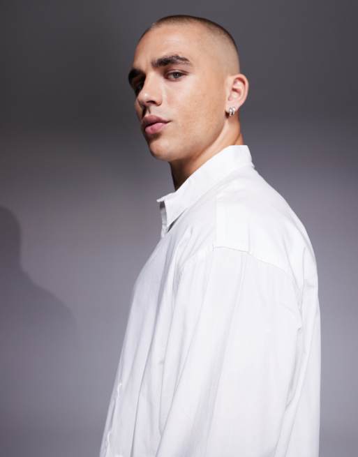 ASOS DESIGN - Premium - Hvid og oversized skjorte med firkantet pasform og broderi, 4 af 5