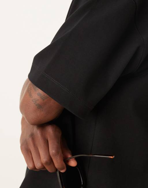 ASOS DESIGN premium interlock boxy oversized t-shirt in black  