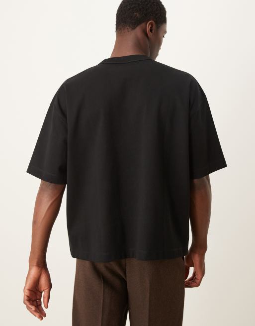 ASOS DESIGN premium interlock boxy oversized t-shirt in black  