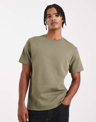 Asos Design Premium Interlock Crew Neck T-shirt In Green