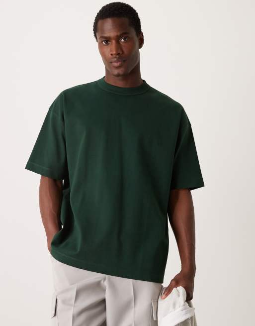 ASOS DESIGN – Premium – Interlock – Grön t-shirt i oversize, 300gsm