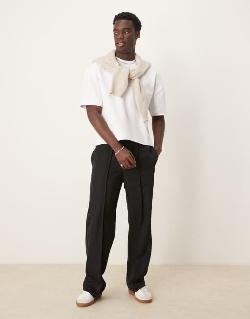 ASOS DESIGN Premium interlock oversized boxy drop shoulder t-shirt 300gsm in white