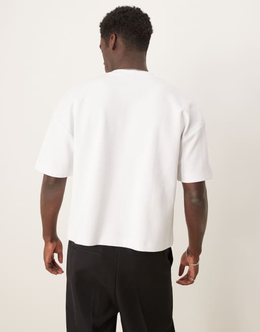 ASOS DESIGN Premium interlock oversized boxy drop shoulder t-shirt 300gsm in white