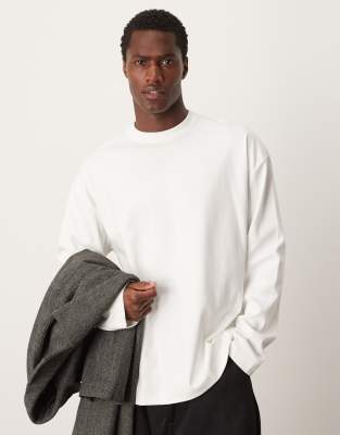 Premium interlock oversized long sleeve t-shirt 300gsm in white