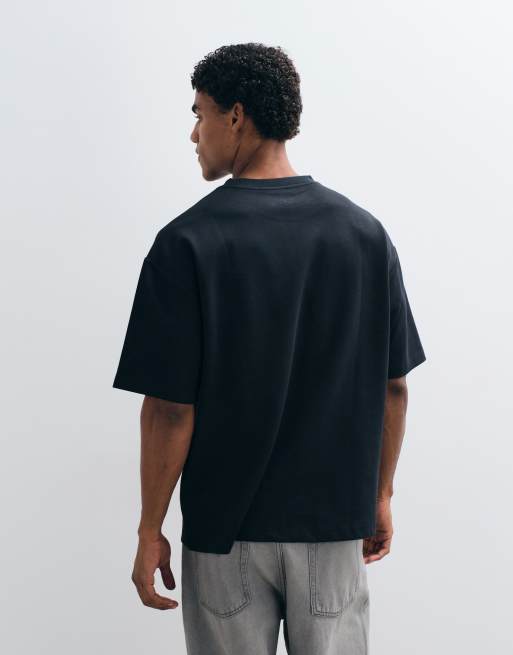 ASOS DESIGN premium interlock oversized t-shirt in black, 4 of 5