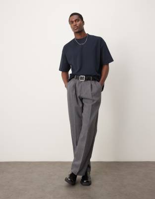 Asos Design Premium Interlock Oversized T-shirt In Navy