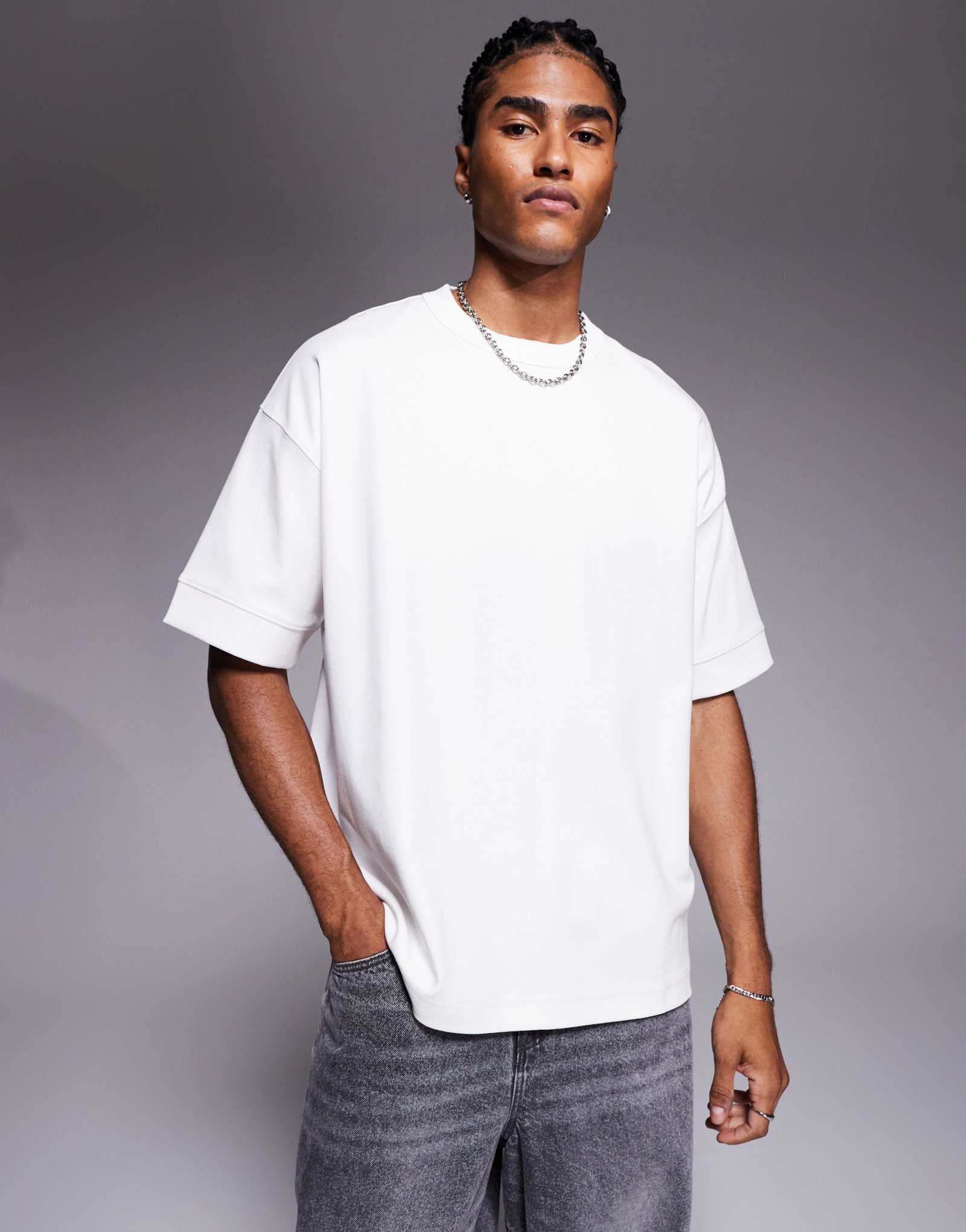 Футболка ASOS DESIGN premium interlock оверсайз белого цвета 