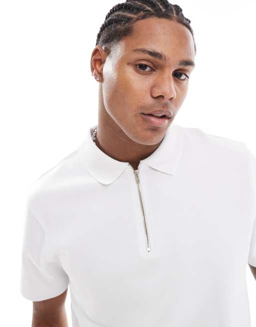 ASOS DESIGN - Premium interlock polo van 300 g/m² in wit, 2 van 4