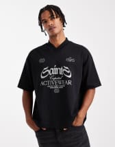 COLLUSION - Smal T-shirt met grafische print in zwart