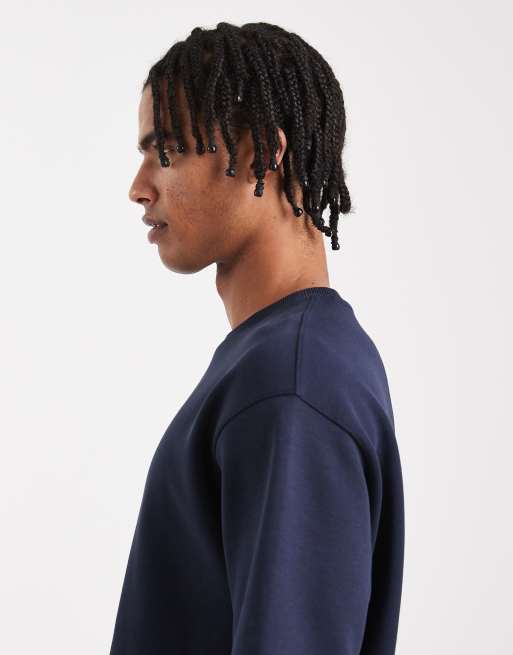ASOS DESIGN premium interlock relaxed t-shirt in navy , 4 of 5