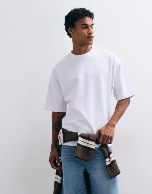 ASOS DESIGN – Premium – Interlock – Vit t-shirt i oversize, 3 av 5