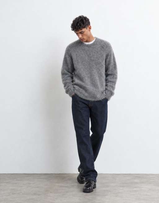 ASOS DESIGN premium jersey de mohair de punto extragrande en gris, 7 de 10