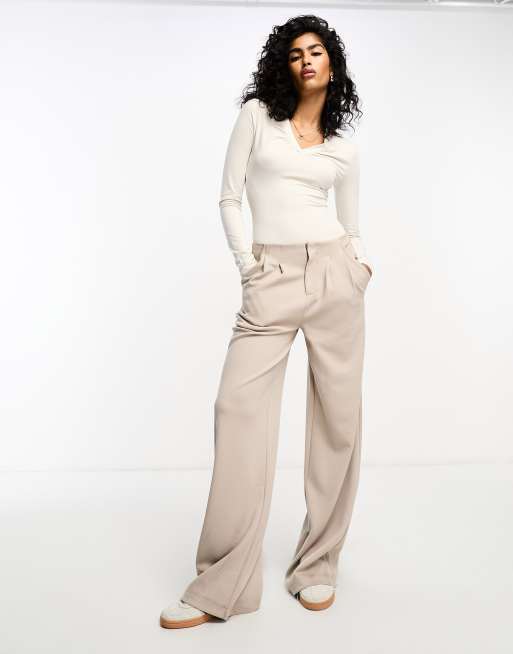 Mid Rise Twill Wide-Leg Khakis