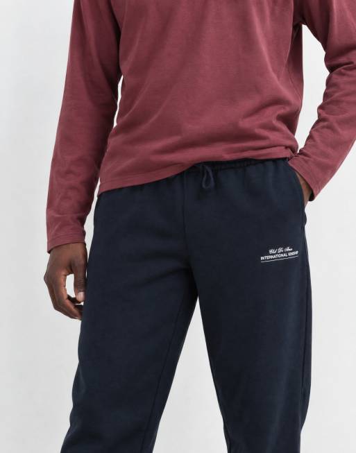 ASOS DESIGN premium jogger oversize pesante con stampa blu navy, 10 di 10