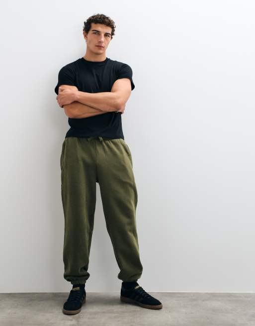 ASOS DESIGN premium jogger oversize pesante slavato color kaki, 3 di 5