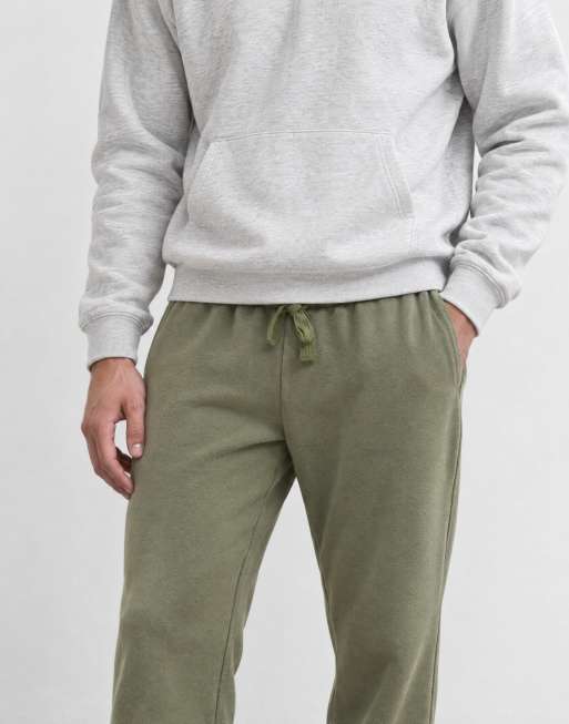 ASOS DESIGN premium joggery o prostym kroju z grubszej tkaniny, sprane, khaki, 7 z 9