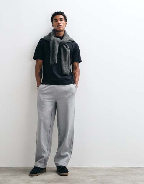 ASOS DESIGN premium joggery z szerokimi nogawkami w kolorze szary melanż - view 1