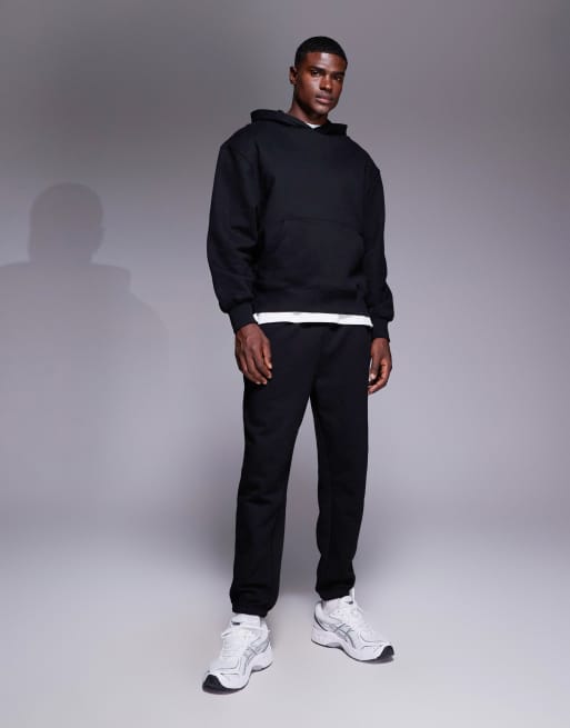 ASOS DESIGN - Premium - Joggingbroek van 400gsms zware stof met toelopende pijpen in zwart
