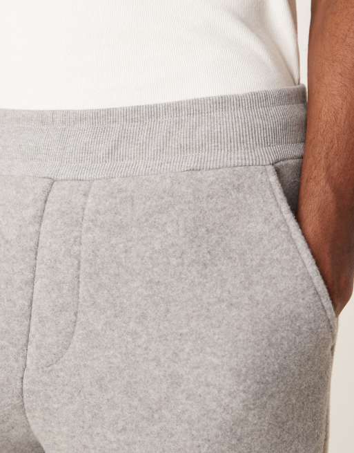 ASOS DESIGN - Premium - Joggingbroek van vilt met rechte pijpen in gemêleerd grijs, 2 van 5