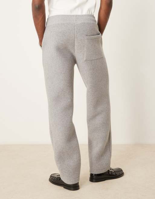 ASOS DESIGN - Premium - Joggingbroek van vilt met rechte pijpen in gemêleerd grijs, 4 van 5