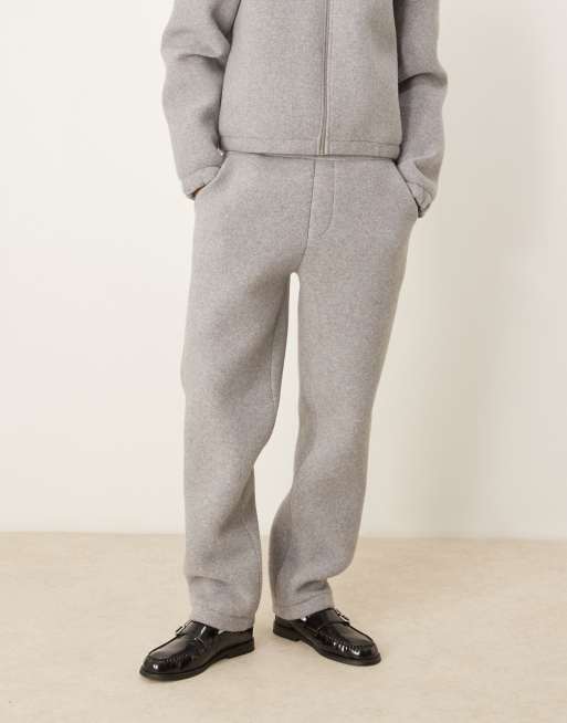ASOS DESIGN - Premium - Joggingbroek van vilt met rechte pijpen in gemêleerd grijs, 5 van 5