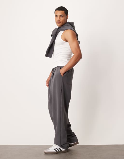 ASOS DESIGN – Premium – Jogginghose aus schwerem Material in Anthrazit mit weitem Bein, 400 g/m², 2 von 5