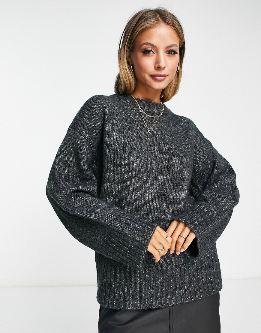 ASOS DESIGN premium jumper with crew neck in wool blend yarn in grey