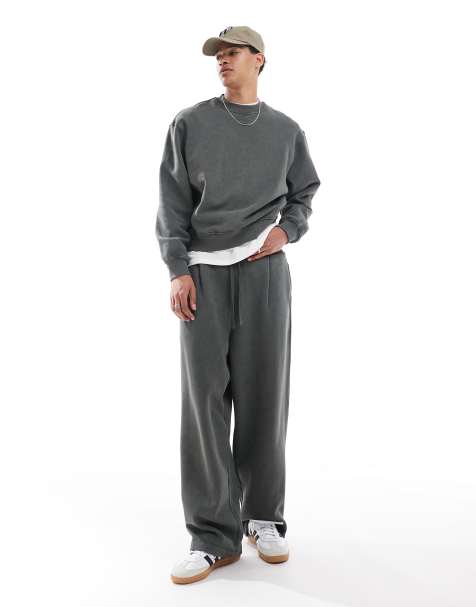 ASOS DESIGN – Premium – Kakifärgade, tvättade och kraftiga mjukisbyxor, 400gsm - view 1