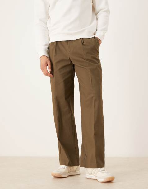 ASOS DESIGN - Premium - Kakifarvede bukser med brede ben og justerbare sider - view 1