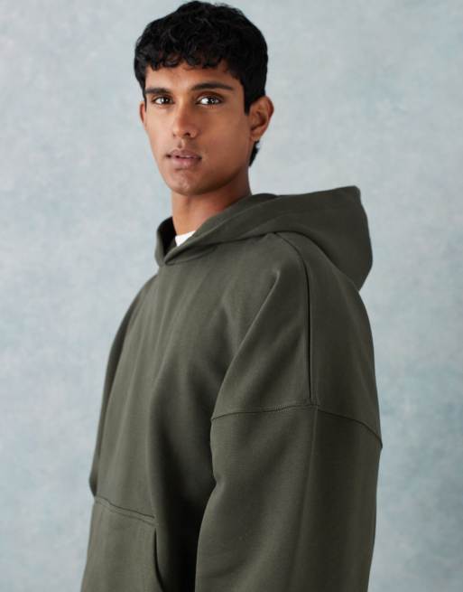 ASOS DESIGN – Premium – Kakigrön, kraftig huvtröja i extra oversize, 400gsm, 4 av 5