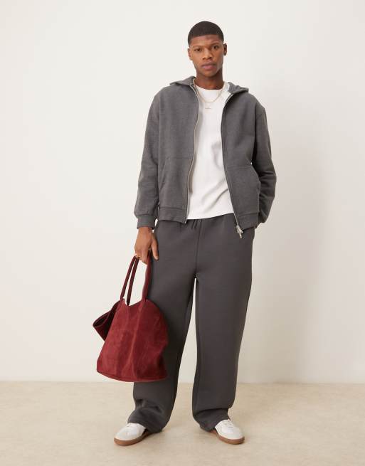 ASOS DESIGN - Premium - Koksgrå, meleret, premium, kraftig og oversized hættetrøje med lynlås i 400 gsm-stof, 2 af 4