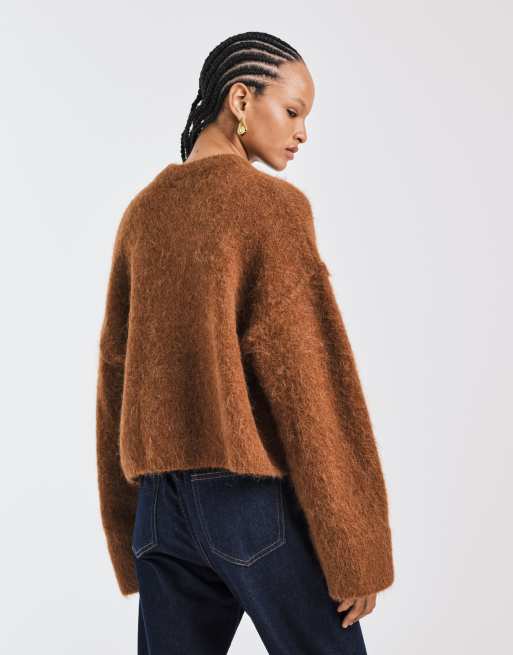 ASOS DESIGN – Premium – Kolabrun, grov tröja i alpackamix, 4 av 4