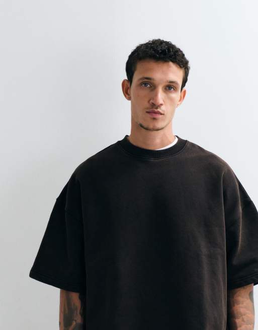 ASOS DESIGN premium kraftig extremt oversize tvättad t-shirt i svart, 2 av 5