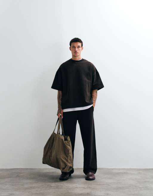 ASOS DESIGN premium kraftig extremt oversize tvättad t-shirt i svart, 3 av 5