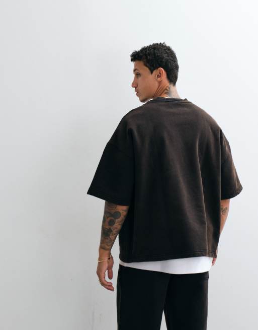 ASOS DESIGN premium kraftig extremt oversize tvättad t-shirt i svart, 4 av 5