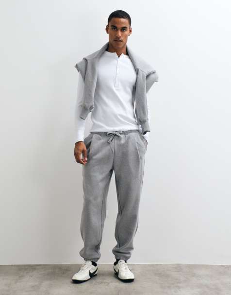 ASOS DESIGN premium kraftiga oversize-joggingbyxor med instoppad detalj i gråmelerad - view 1
