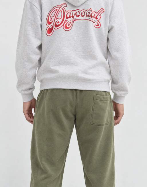 ASOS DESIGN premium kraftiga raka tvättade mjukisbyxor i khaki, 9 av 9