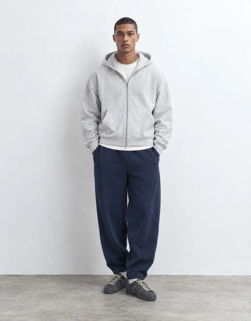 ASOS DESIGN premium kraftiga smala ballongjoggers i marinblått, 9 av 10
