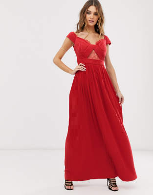 asos red bardot dress