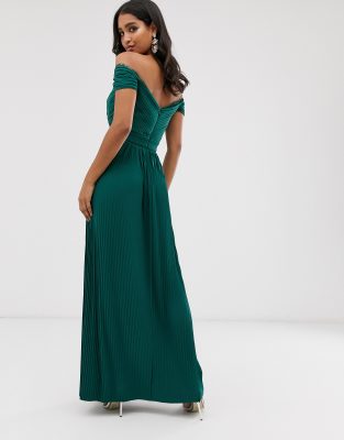 green bardot maxi dress