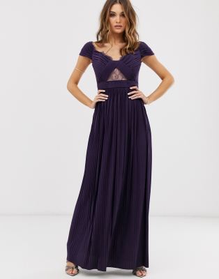 asos design maxi dress with lace sleeves and eyelash lace