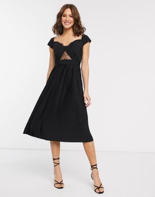 asos design premium lace midi dress