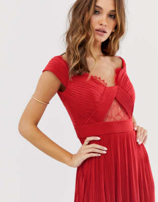 asos design maxi dress with lace sleeves and eyelash lace