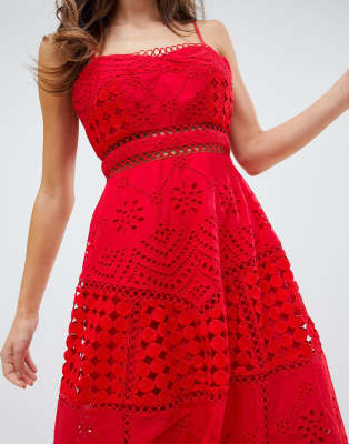 asos premium broderie lace midi dress