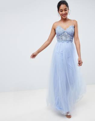 asos design premium lace top tulle maxi dress