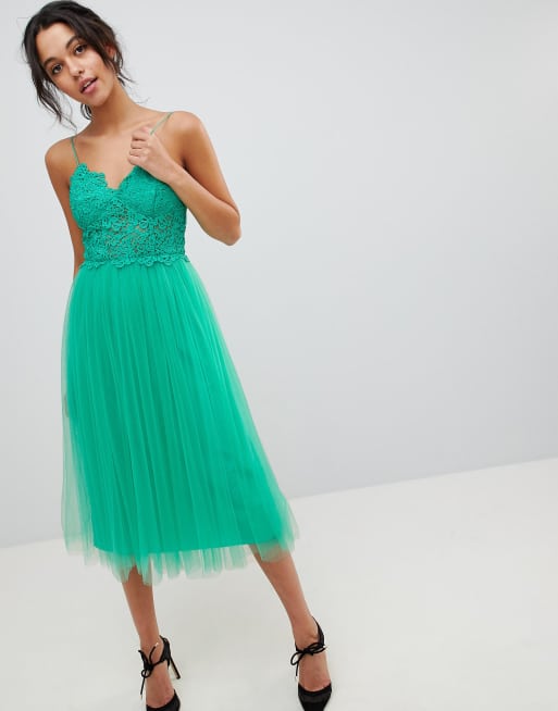 Asos design premium lace store cami top tulle maxi dress