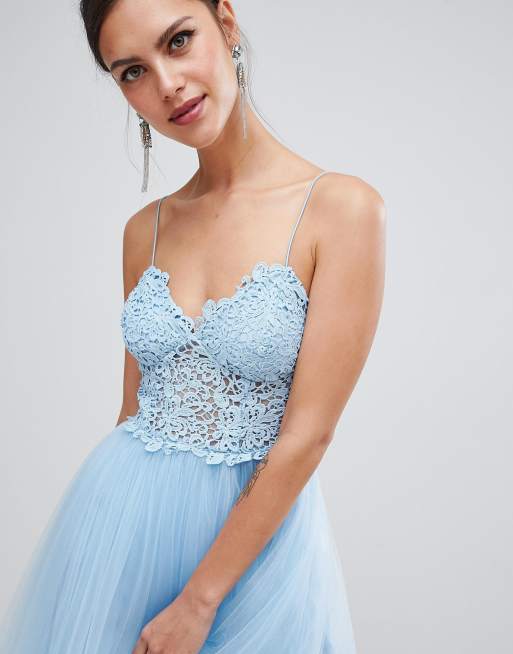 Asos design premium lace cami top tulle midi dress sale